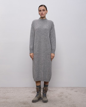 Peserico Сіра сукня з вовни, шовку і кашеміру з ланцюжком моніль S92217F079018F