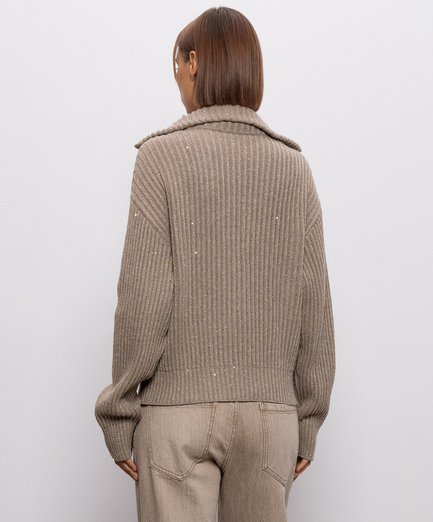 Brunello Cucinelli Коричневый кардиган из кашемира и шерсти MBM753506P изображение 4