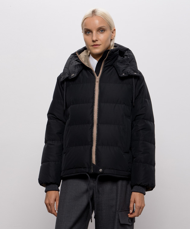Brunello Cucinelli Черный пуховик с цепочкой мониль MH5257216 изображение 3
