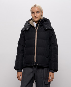Brunello Cucinelli Чорний пуховик з ланцюжком моніль MH5257216