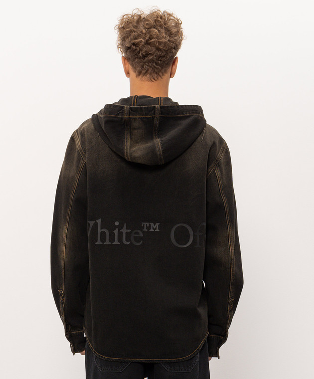 Off-White Чорна джинсова сорочка з принтом логотипа 44MYD05XF26D002 зображення 4