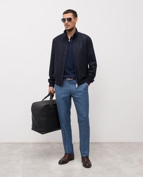 Stefano Ricci Синя куртка з вовни та кашеміру з емблемою M7J5400460MA0020