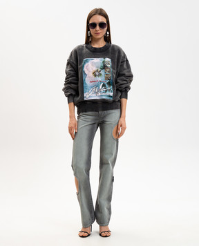 Off-White Серые джинсы с фигурными вырезами 2YA06ES26DEN002