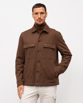 Peserico Коричневая куртка из шерсти в стиле рубашки R52255J002723