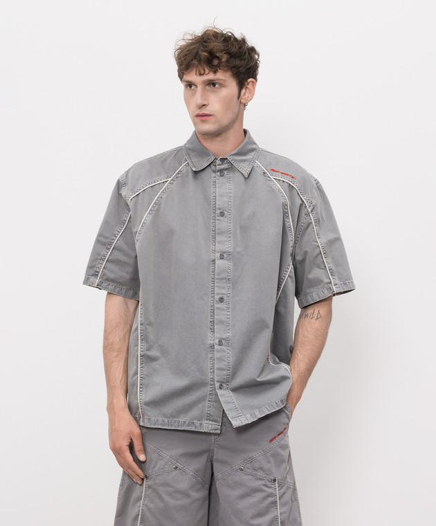 Off-White Серая рубашка с вышивкой логотипа 44XGG01IS26F001 изображение 3