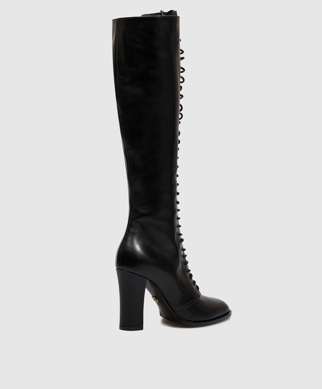 Dolce&Gabbana Черные кожаные сапоги CU1361A3T95 изображение 3