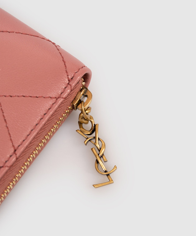 Saint Laurent Рожевий шкіряний гаманець з геометричною простібкою 862485AAANG зображення 4
