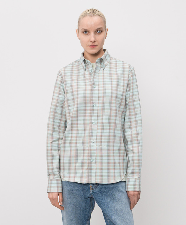 Off-White Блакитна сорочка у візерунок 44XGE04MS26F001 зображення 3