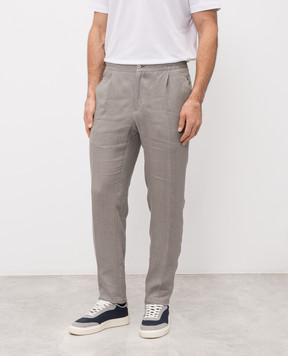 Kiton Сірі штани з льону UPN01H09690