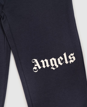 Palm Angels Детские синие джоггеры с принтом логотипа F6PAJBFP016