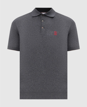 Brunello Cucinelli Серое поло с вышивкой эмблемы M29800195