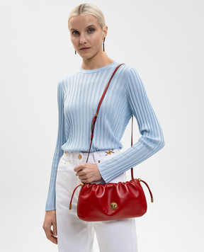 Versace Красная кожаная сука сумка-кисет с фактурной эмблемой 10243201A17449