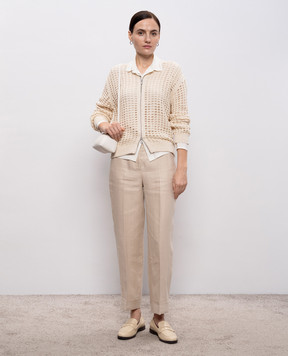 Peserico Біла блуза із шовку з ланцюжком моніль A0688207325