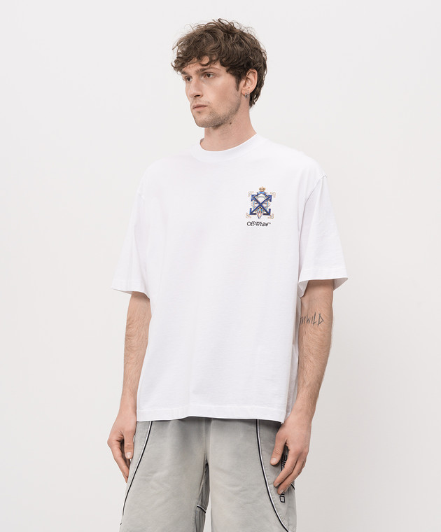 Off-White Белая футболка Jewel Arrow с кристаллами 44MAA120S26J003 изображение 3