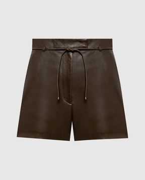 Max Mara Кожаные шорты AMACA цвета хаки MXMAMACA