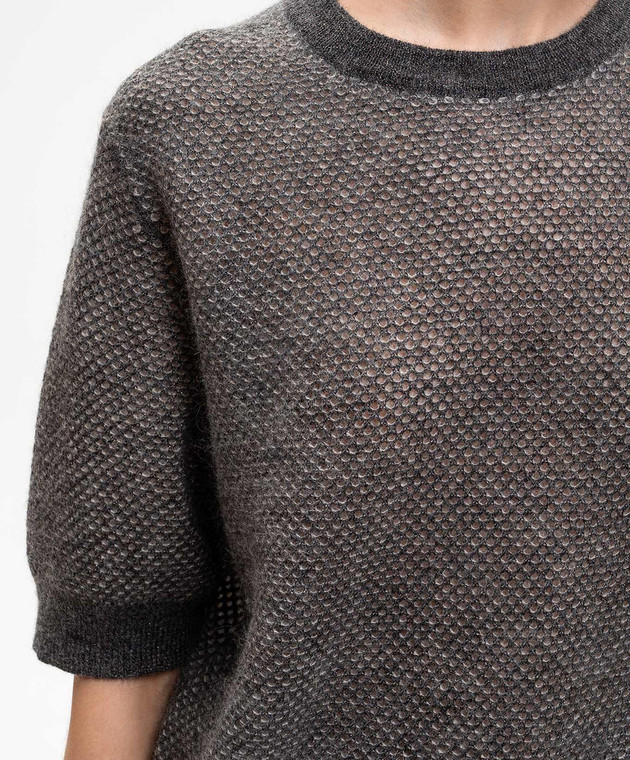 Brunello Cucinelli Серый топ с шерстью с люрексом MGG270500P изображение 5