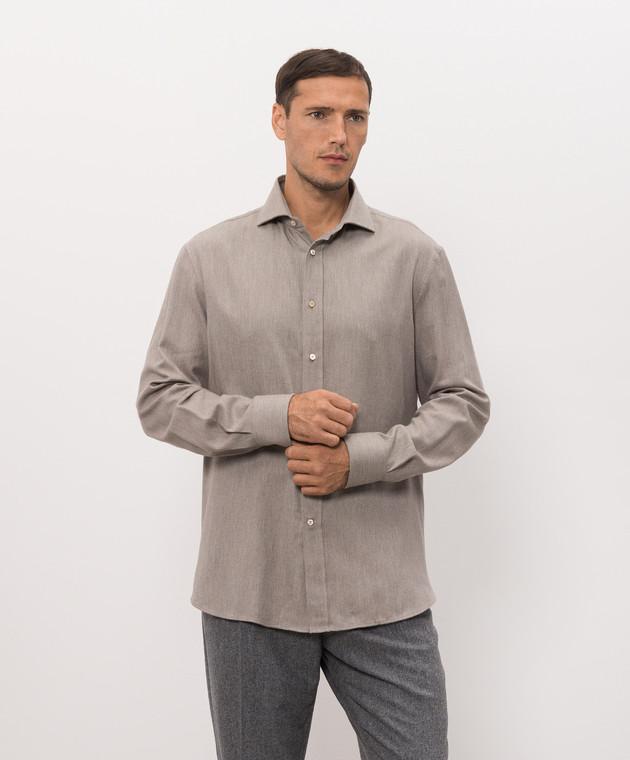Brunello Cucinelli Серая рубашка в узор MY6370627 изображение 3