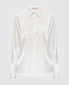 Ermanno Scervino Life Блуза цвета айвори из шелка с кружевом D494K606TBW