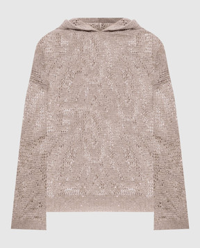 Brunello Cucinelli Бежевий джемпер з льону з капюшоном MDT771009
