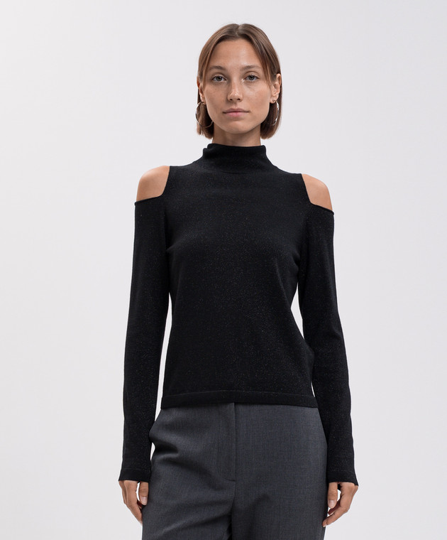 Allude Чорний гольф з вовною з відкритими плечима 26564103 зображення 3
