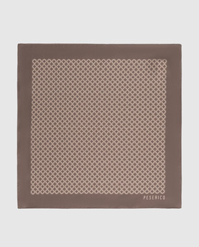 Peserico Коричнева хустка-паше із шовку в брендовий принт R71023C0CC804