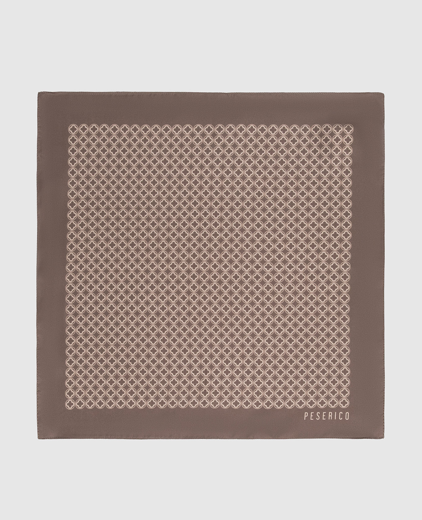 

Коричневый платок-паше из шелка в брендовый принт, Платки