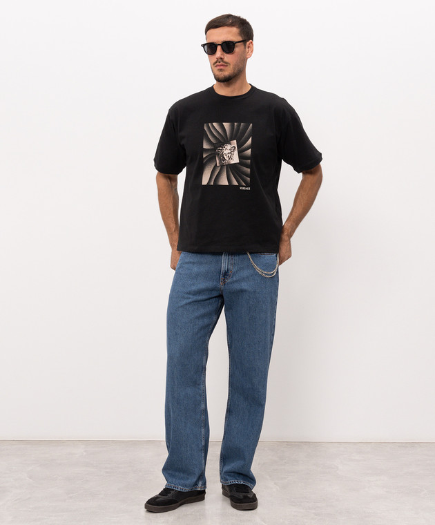 Versace Черная футболка с принтом The Vortex 10260931A18734 изображение 2
