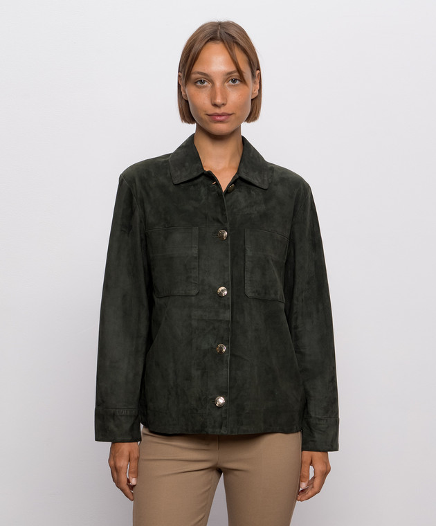 Max Mara Зелена замшева куртка ABISSO SMMABISSO зображення 3