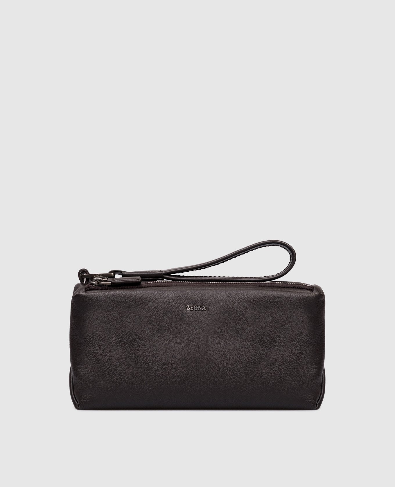 Коричневый кожаный несесер с логотипом