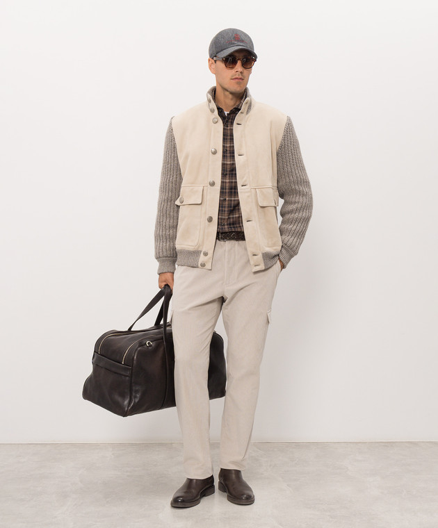Brunello Cucinelli Бежевая комбинированная куртка с кашемиром MPMVS2060 изображение 2