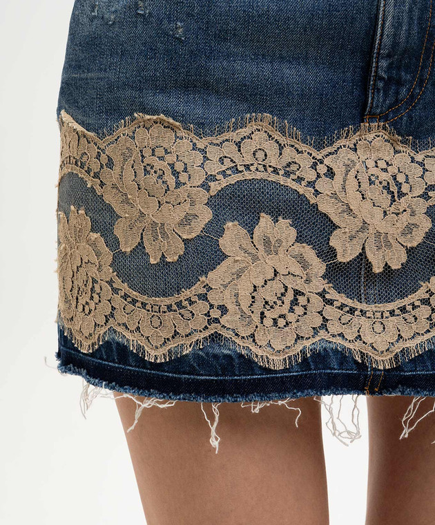 Dolce&Gabbana Синя джинсова спідниця з мереживом F4C6NDG8OB4 зображення 5