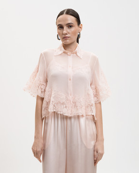 Ermanno Scervino Рожева блуза із шовку з мереживом D482K718APCSQYE