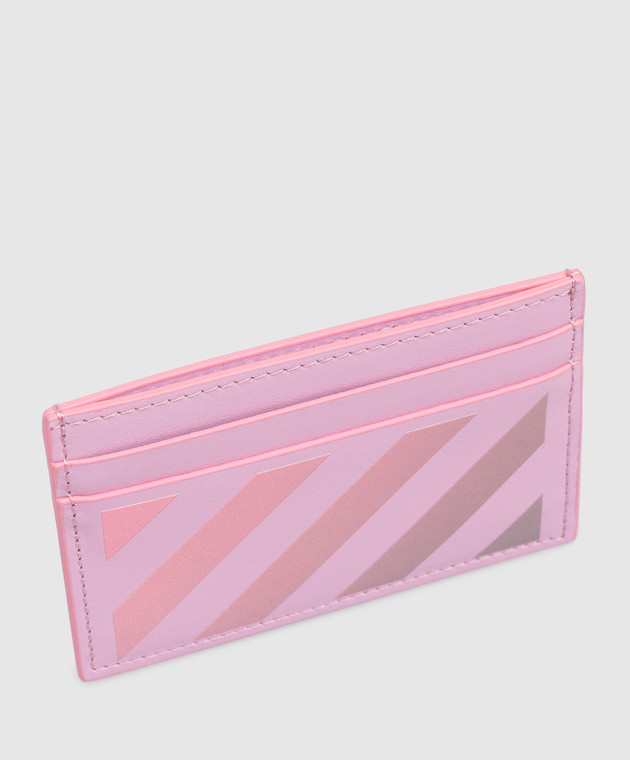 Off-White Рожевий шкіряний картхолдер Diag OWND04DS26LEA003 зображення 3