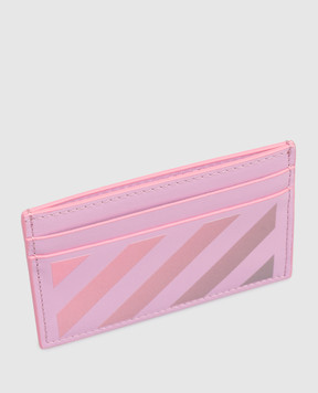 Off-White Рожевий шкіряний картхолдер Diag OWND04DS26LEA003