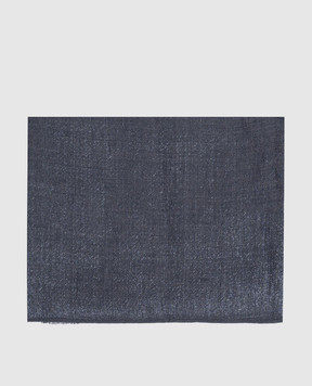 Brunello Cucinelli Синий палантин с кашемиром и шелком с люрексом MSCDAR097P