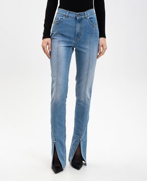 Thierry Mugler Блакитні джинси скіні з ефектом потертості 25F6PA0496242