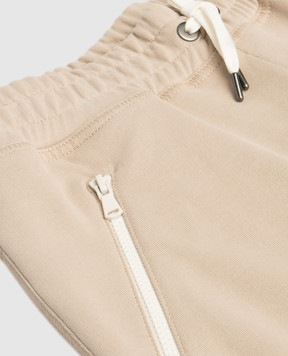 Brunello Cucinelli Детские бежевые спортивные штаны с отворотами BN05NE632C