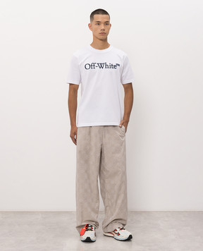 Off-White Біла футболка з фактурним логотипом 44MAA16MF26J005