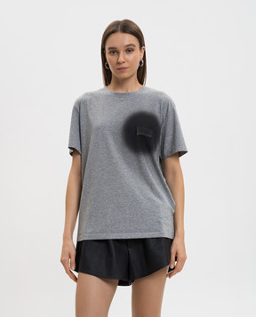 Maison Margiela MM6 Сіра меланжева футболка з аерозольним принтом S52GC0364M20048