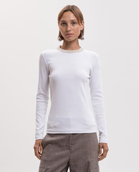 Peserico Белый лонгслив в рубчик S06970J0B5669