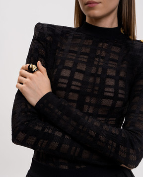 Reco Чорна каблучка з фактурним зображенням коня AN194S