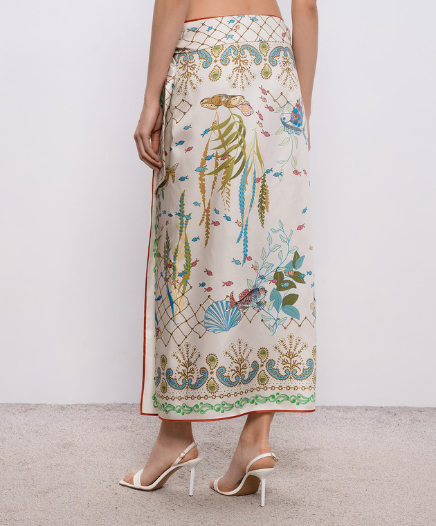 MANTERO 1902 Парео Dorothy кольору айворі із шовку в принт 1049F2811T0880D зображення 4