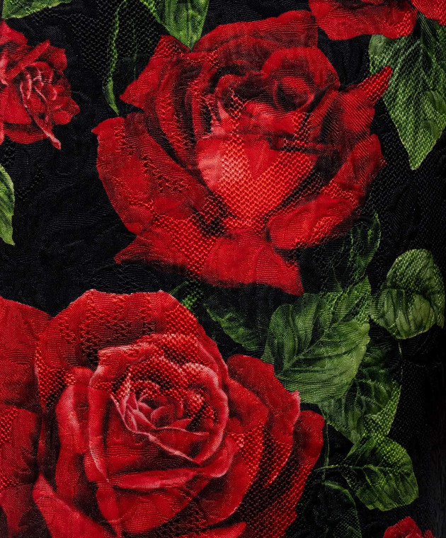 Dolce&Gabbana Черная юбка с шелком в принт F4CS8TFSTB4 изображение 5