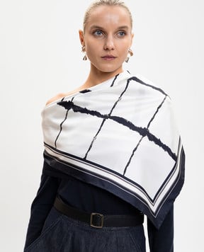 Kiton Белый платок из шелка в узор D53754K0953H