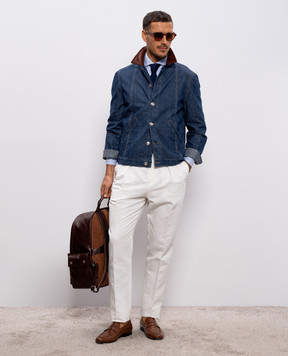 Brunello Cucinelli Белые брюки с льном MH253M5030