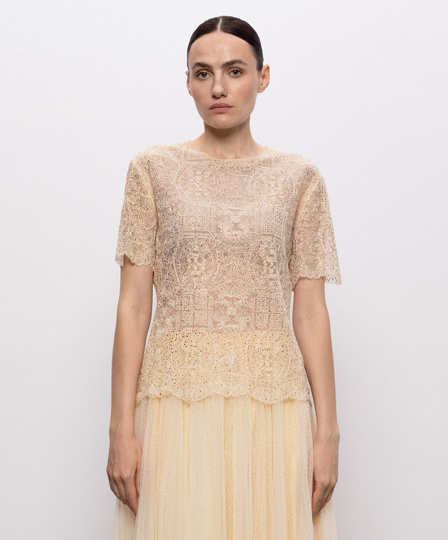 Ermanno Scervino Бежевий топ з кристалами D482L773CTUGB зображення 3