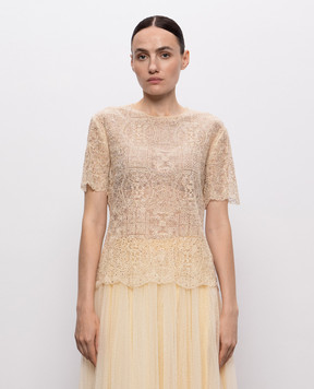 Ermanno Scervino Бежевый топ с кристаллами D482L773CTUGB