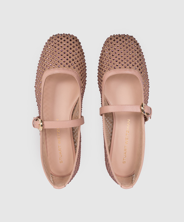 Stuart Weitzman Рожеві балетки Bareitall з кристалами SN800 зображення 4