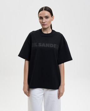 Jil Sander Чорна футболка з принтом логотипа J03GC0137J20243