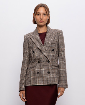 Brunello Cucinelli двубортный жакет с шерстью альпаки в клетку MG5577359P